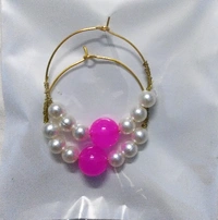 NIBRAS Pink Pearl Hoop Earrings - B09JMCZZ3W, 6 gm, 4.5cm x 4cm x 1cm